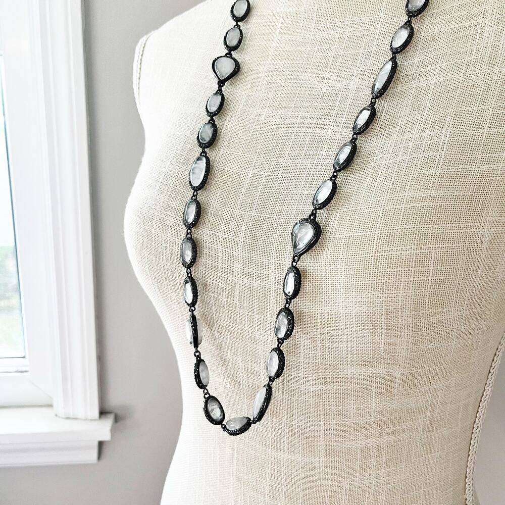 NEW Chico's Hematite & Glass Station Necklace